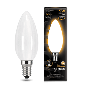 Лампа Gauss LED Filament Свічка OPAL E14 5W 420lm 2700К