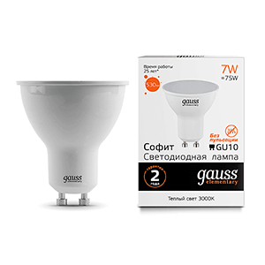 Лампа Gauss LED Elementary MR16 GU10 7W 530lm 3000К