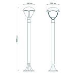 Світильник сад.-парк. Gauss Aura стовп 200*200*1000mm, 170-240V / 50Hz, 1xE27, Max.60W, IP54