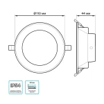 Світильник Gauss Elementary Downlight коло 9,5W 790lm 4000K 185-250V IP54 110×44 монт білий LED 1/40